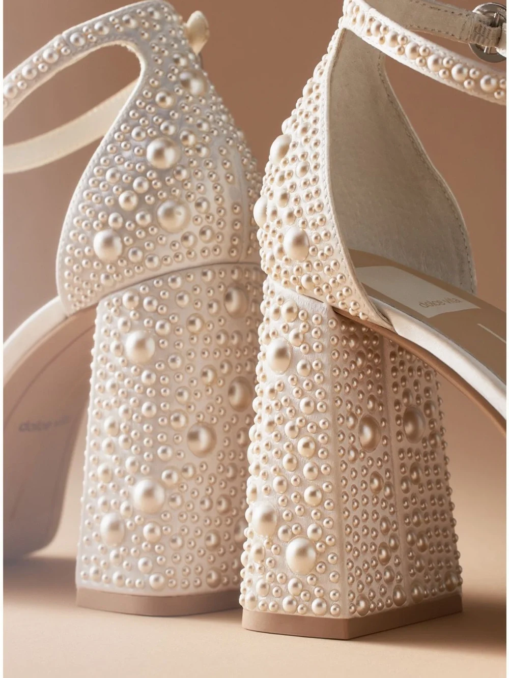 Dolce Vita Pearl-Embellished Cream Block Heel Sandal - Picture 3 of 3